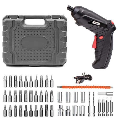 Hilda 47-piece/set multi-functional lithium-ion battery screwdriver mini screwdriver (white):47pcs /Set White 2