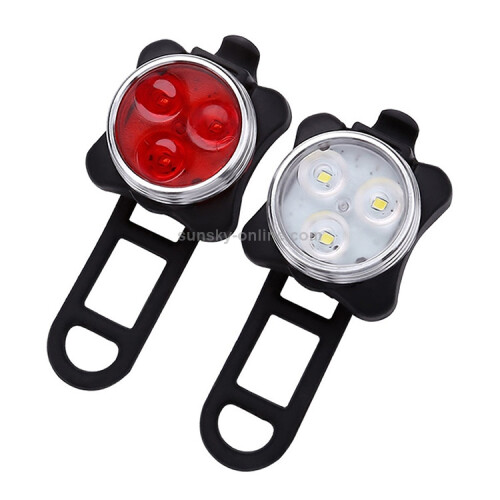 COB LED chips, USB rechargeable, four-level dimming, waterproof, bicycle front and rear light kit, red + white light, 650MA.:Red + White Light 1