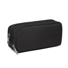 Estuche para lápices negro de gran capacidad con cremallera, estuche para lápices de papelería negro duradero, estuche p