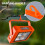 Solar-powered floodlight, portable flashlight, emergency work light (orange):144 LEDs 7