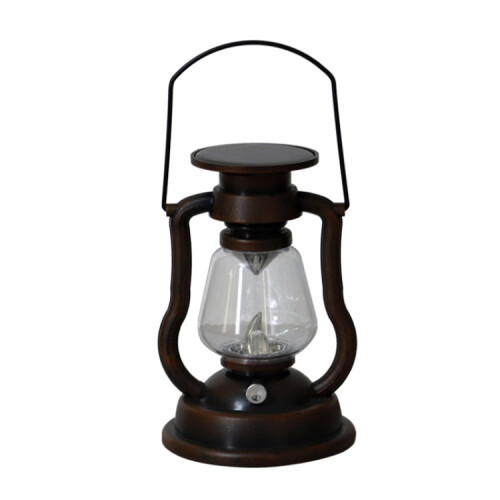 200802 Retro Solar Kerosene Lamp Design Handheld Lamp Home Decor Flame Lamp (Rust Color):Rusty 1