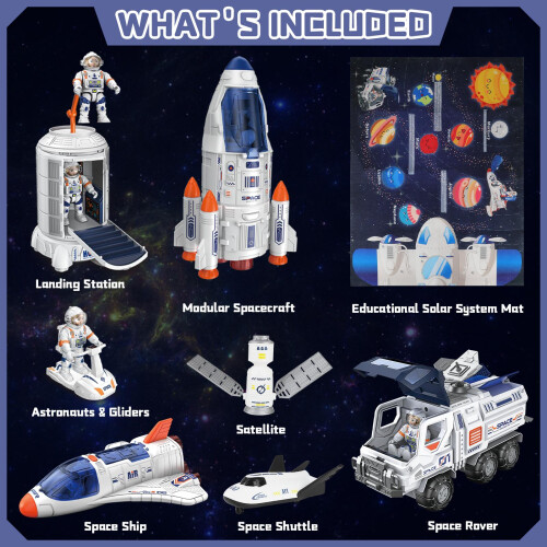 deAO Toys Rocket Ship Toys for Kids Complete Space Shuttle Playset 1