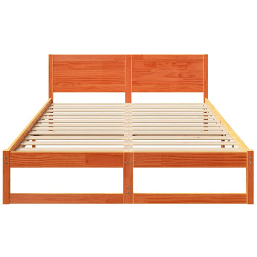 VidaXL vidaXL Bed Frame with Headboard Wax Brown 150 x 200 cm Solid Pine Wood 1