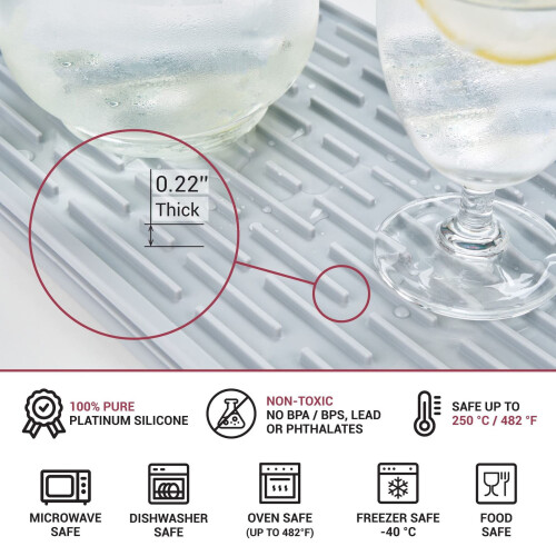 Silicone Drying Mat Gray 24x16 Inch Trifold 2