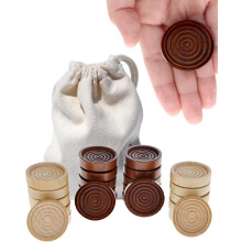 WE Games Wooden Checkers Pieces Only (1.5 inch), Checker Board Game & Backgammon Pieces, 24 Brown and Natural Stained with a Drawstring Storage Bag,