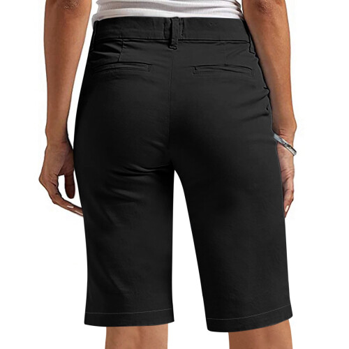 Women's Solid Elastic Twill Hiking Shorts with Pockets 2