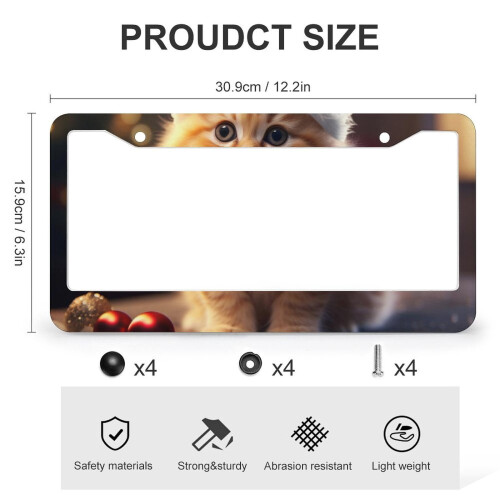Christmas Cat License Plate Frames Metal 2 pcs 2