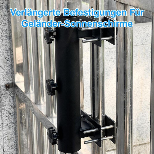 Supporto per ombrellone da terrazzo e ringhiera, adatto per ombrelloni da 3,3 a 4,6 cm, ideale anche per spiaggia e cortile. 1