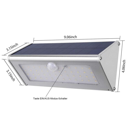 Ηλιακό εξωτερικό φωτιστικό – 1100 lumens, 46 LED, 4500 mAh, αισθητήρας κίνησης, IP65, 1