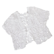 Women Summer Short Sleeve Crochet Shrugs Hollow Out-White