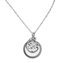 Flower Pendant Magnifying Glass Necklace for Women-Silver