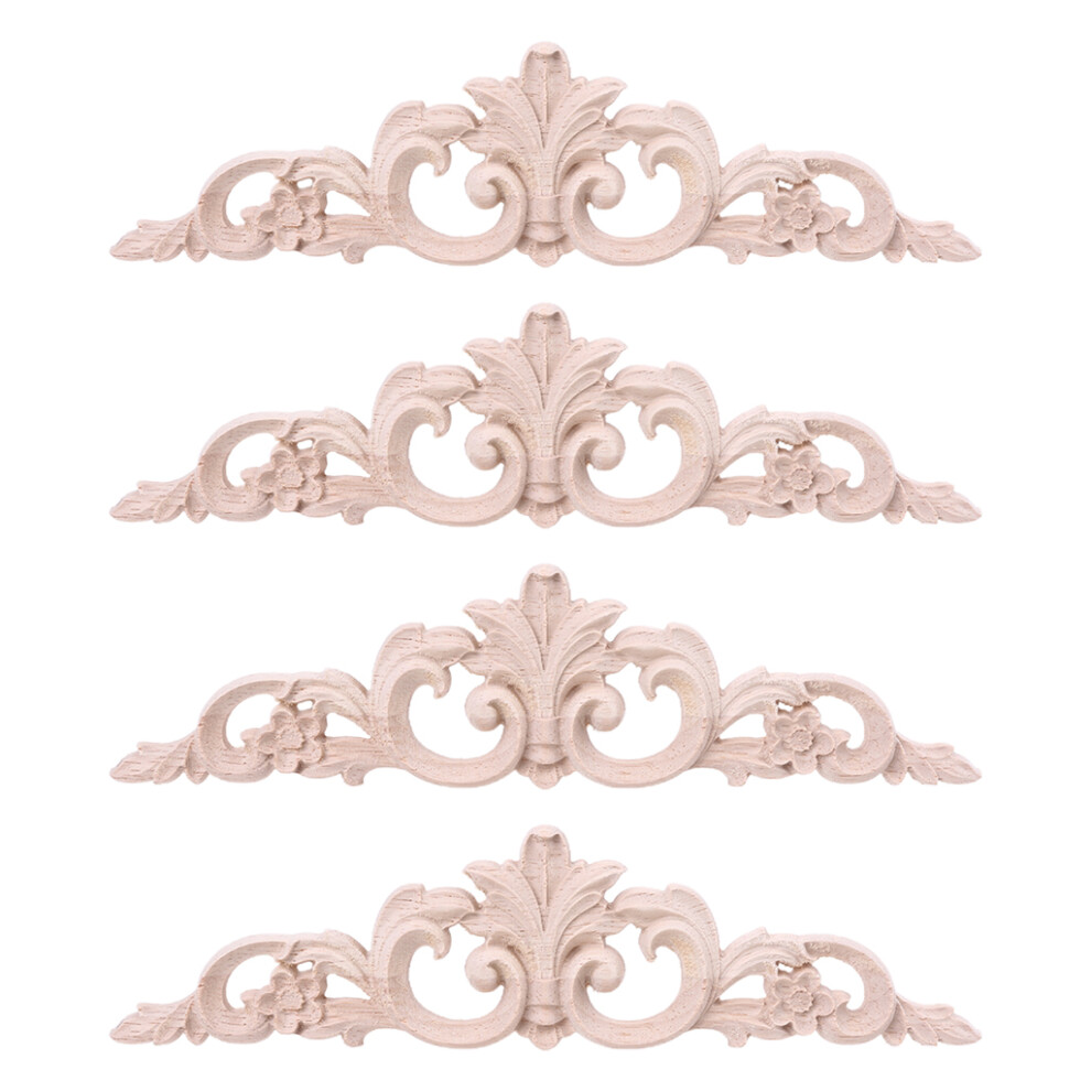 4Pcs Exquisite Wood Carved Onlay Appliques For Furniture Cabinet 7704001442526