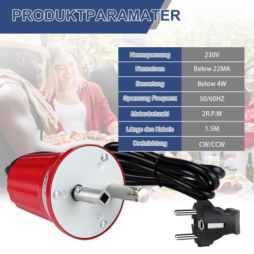 Ηλεκτρικός κινητήρας ψησταριάς 220-240V, κινητήρας σούβλας BBQ με βύσμα EU, κι 2