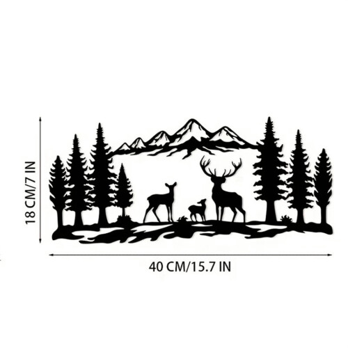 Mountain Forest Poster Black Metal 15.7x7in 1