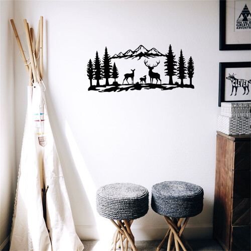Mountain Forest Poster Black Metal 15.7x7in 2