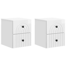 vidaXL Wall-Mounted Bedside Cabinet with Drawer 2 pcs High Gloss White