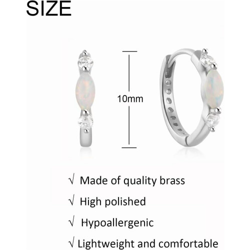 Gold Opal Huggie Earrings with Zircons Small 2