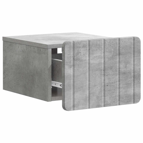 VidaXL vidaXL Wall-Mounted Bedside Cabinet with Drawer 2 pcs Concrete Grey 1