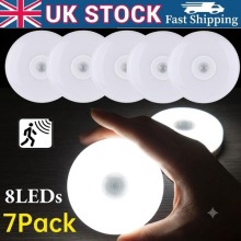7x LED Motion Sensor Night Light USB Rechargeable Wireless Magnetic Wall Cabinet