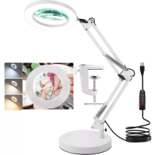 10X Magnifier Glass LED Desk Lamp With Light Stand Clamp Beauty Magnifying Lamp