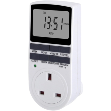 Electronic Digital Mains Plug in Timer Socket with LCD Display 12/24 Hour 7 Days