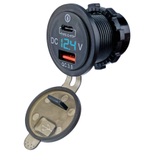 Campervan 12/24v Dual USB Fast Charging Socket With Type C and USB 3.0 Sockets