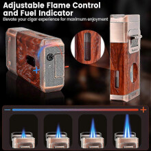 All-in-One Torch Cigar Lighter with Built-in Cigar Cutter V Cut, Cigar Holder, Dual Windproof Jet Flame, Butane Lighter with Gift Box, Cool Lighters f