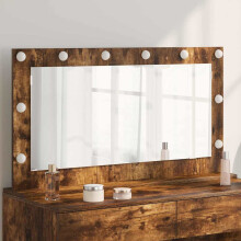 vidaXL Vanity Mirror Rectangular Smoked Oak 100 x 55 x 18 cm