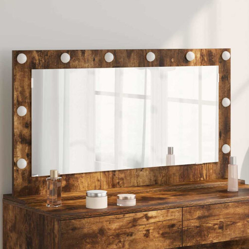 VidaXL vidaXL Vanity Mirror Rectangular Smoked Oak 100 x 55 x 18 cm