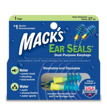 Mack's Unisex's Seals Ear Plugs (1 Pair) -Blue/Yellow