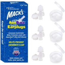 Mack's AquaBlock Swimming Earplugs, 3 Pair - Comfortable, Waterproof, Reusable