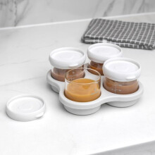 Premium Glass Food Containers with Silicone Lids for Weaning, Pack of Four