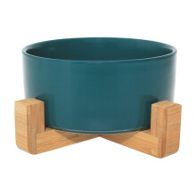 Ceramic Bowl with Bamboo Stand for Dogs & Cats - Seconds - Slight Imperfections