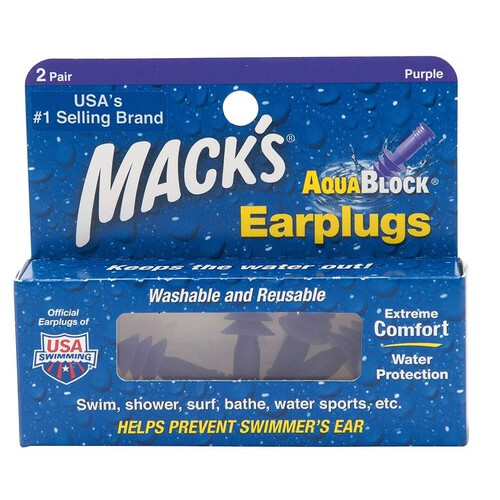 Mack's Aqua Block Ear Plugs - Purple (2 Pair Box)