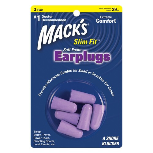 Mack's Slim Fit Ear Plugs - 3 Pair (Purple)