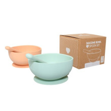 Silicone Suction Bowl and Spoon Matching 2 Pack Set - New but Damaged Packaging