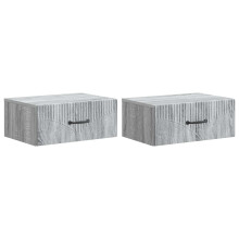 vidaXL Wall-Mounted Bedside Cabinet 2 pcs Grey Sonoma Engineered Wood