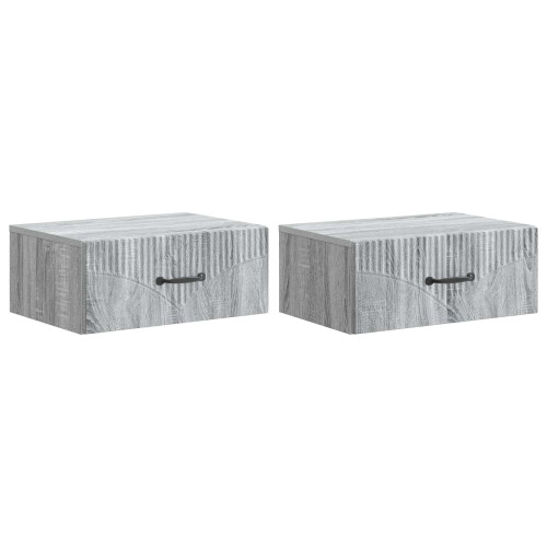 VidaXL vidaXL Wall-Mounted Bedside Cabinet 2 pcs Grey Sonoma Engineered Wood