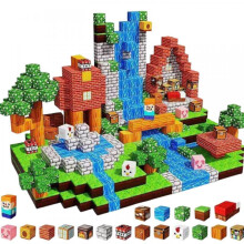 (Pink castle [100 particles]) Magnetic World Building Blocks Dark Cave Magnetic Toys for Kids STEM Educational Construction Set Multicolor