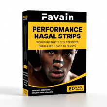 (Black (60 pieces)) Favain Nasal Strips 6 Black Snoring Aid Breathing Improvement Sports Performance Nasal Dilator