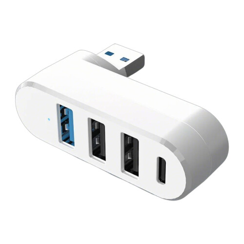 180 Degree Rotatable 4 Port USB 3.0 Hub USB Rotating Hub-White