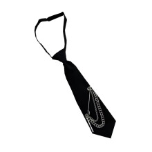 Vorgebundene Krawatte, Preppy-Uniform, lange Kette,-28CM Länge