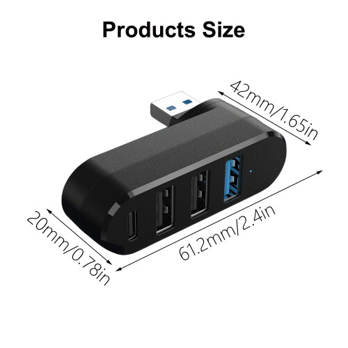 USB 3.0 Hub 4-poorts USB-hub USB-splitter met 3-Zwart 2