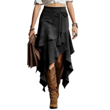 Comfortable Polyester Women Skirt Elegant Western-Black M