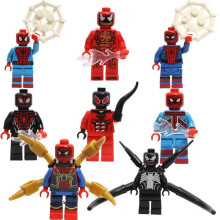 (Eight Spider Man) Building Block Spider-Man Minifigure Set Compatible with Major Brands Doodle Hero Bagged Toy 8-Pack