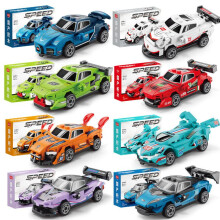 (A) Mini Pull Back F1 Racing Car Building Blocks Set, STEM Educational Toy for Kids, Puzzle Assembly Car Model, Gifts for Boys and Girls