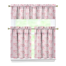 Pink Bow Kitchen Curtain Valance Set 36 inch