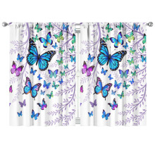 Purple floral butterfly blackout curtains 2 panels 41x63