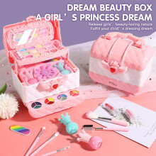 (1026-40 cosmetic case) Kids Makeup Kit Girls Toys Birthday Gift for Little Princess Cosmetics Set Play Makeup Box