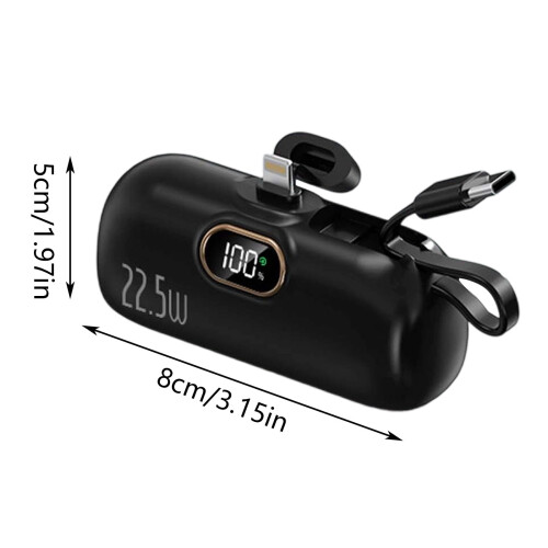 5000mAh Mini Portable Charger USB-C Dual Fast Charging LCD 2